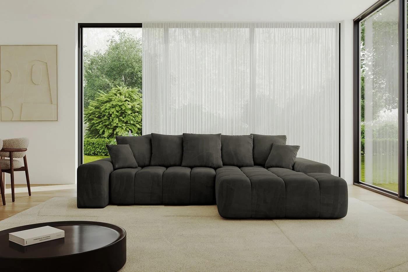 ALTDECOR Ecksofa ENSI-L Schwarz Schlaffunktion Bettkasten L-Form - Bild 2