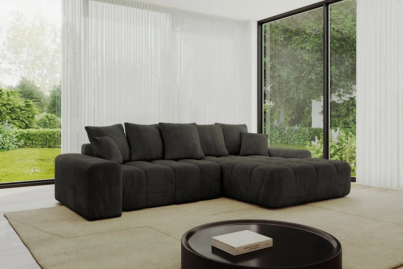 ALTDECOR Ecksofa ENSI-L Schwarz Schlaffunktion Bettkasten L-Form - Bild 3