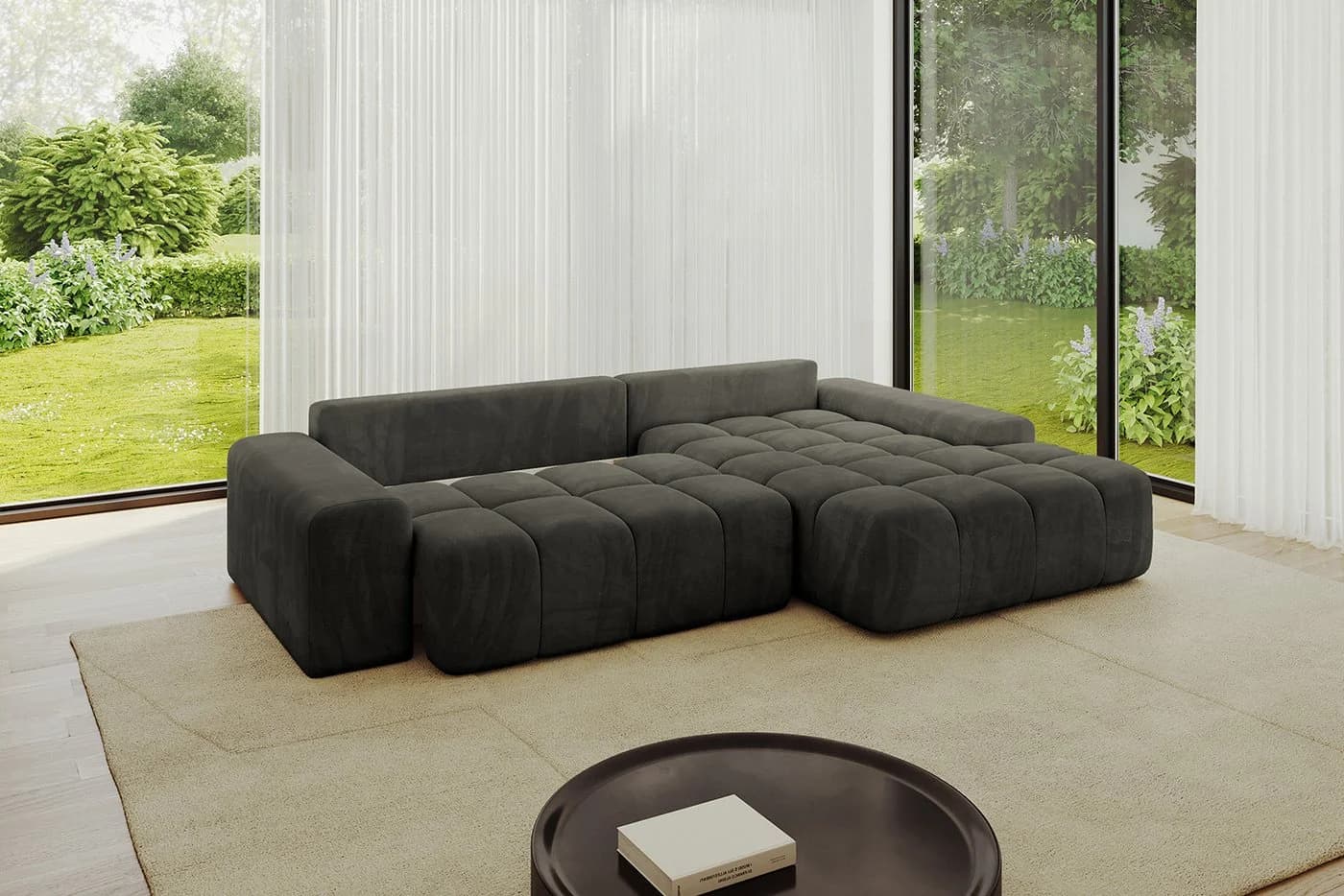 ALTDECOR Ecksofa ENSI-L Schwarz Schlaffunktion Bettkasten L-Form - Bild 5