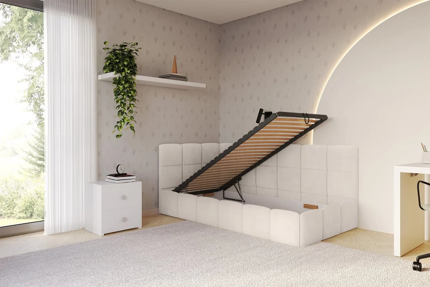ALTDECOR Jugendbett LIVY Polsterbett mit Bettkasten und Lattenrost - Bild 3