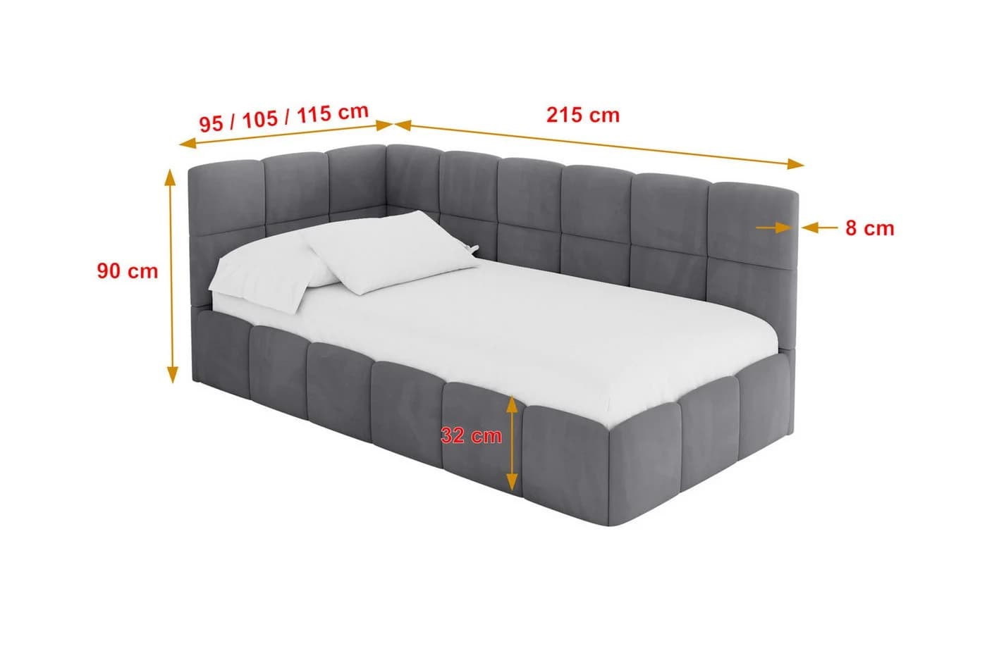ALTDECOR Jugendbett LIVY Grau mit Bettkasten und Lattenrost - Bild 4