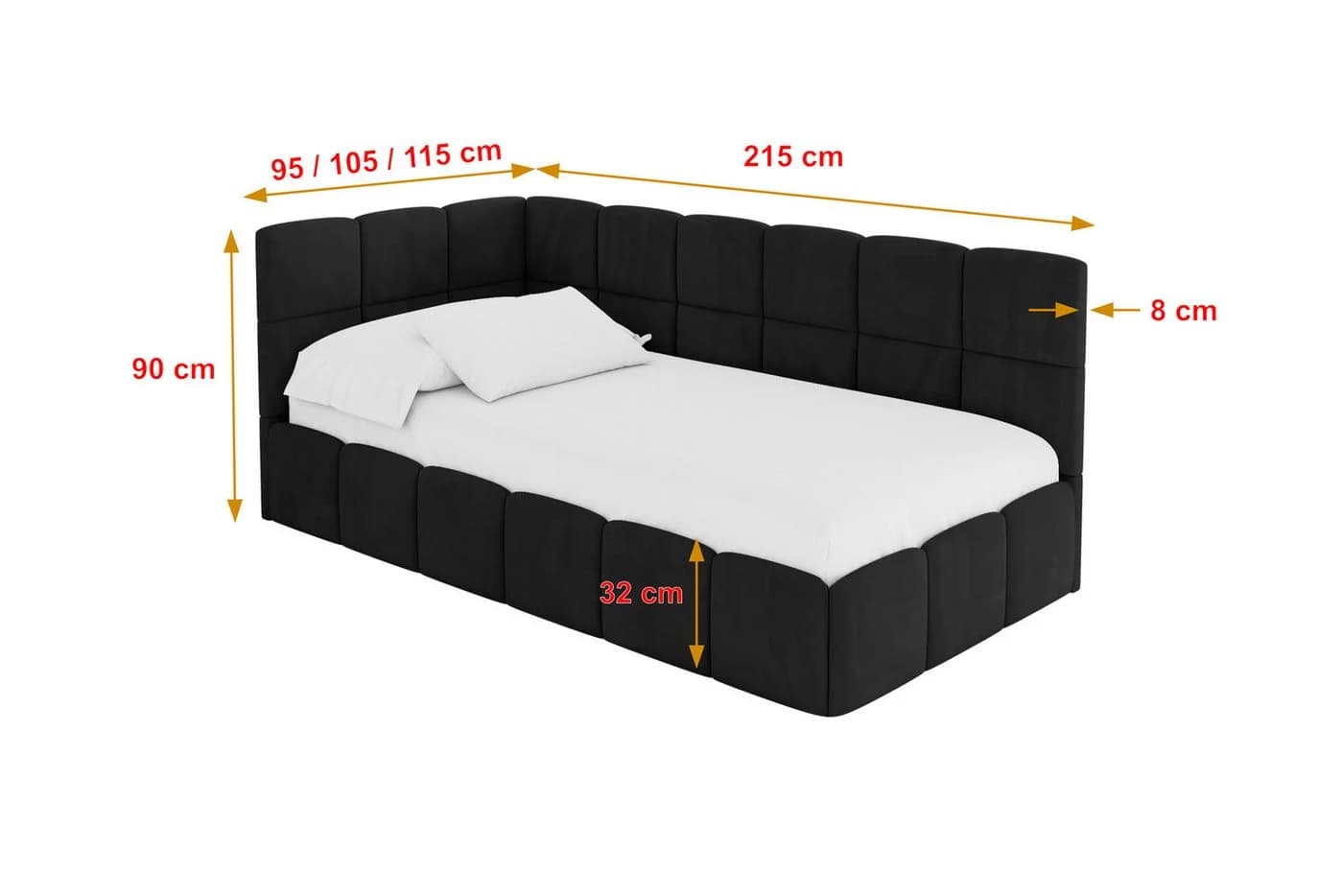 ALTDECOR Jugendbett LIVY Schwarz mit Bettkasten und Lattenrost - Bild 4
