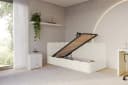 ALTDECOR Jugendbett LIVY Polsterbett mit Bettkasten und Lattenrost Beige/Braun Bild 3