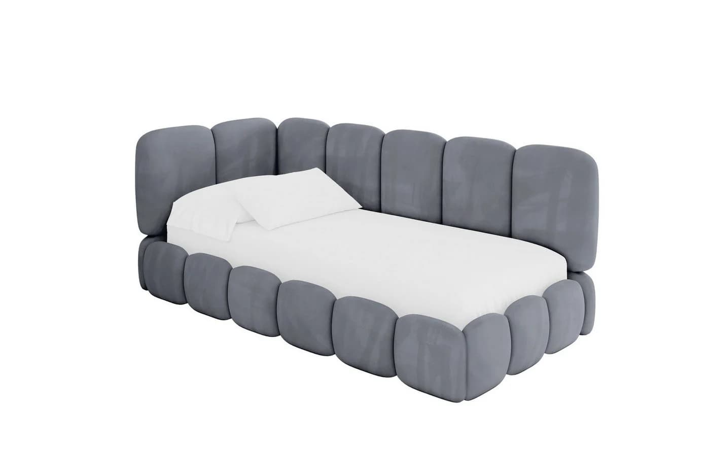 ALTDECOR Jugendbett AVRY Grau mit Bettkasten und Lattenrost
