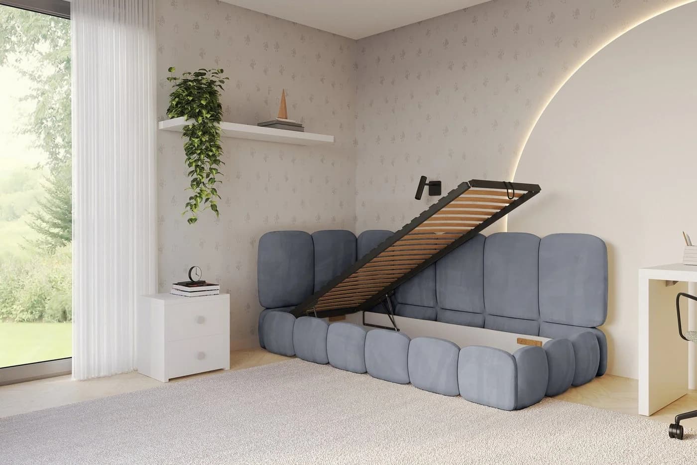 ALTDECOR Jugendbett AVRY Grau mit Bettkasten und Lattenrost - Bild 3