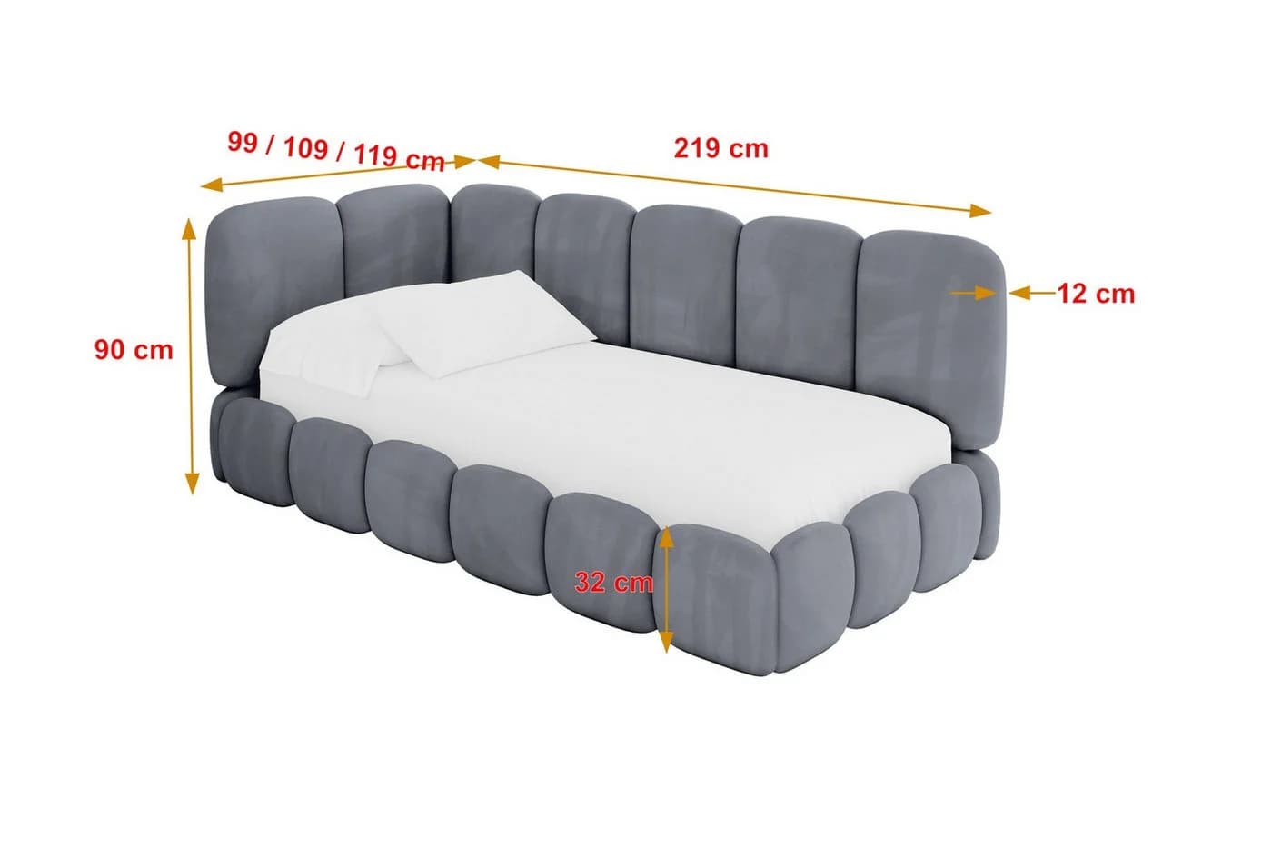 ALTDECOR Jugendbett AVRY Grau mit Bettkasten und Lattenrost - Bild 4