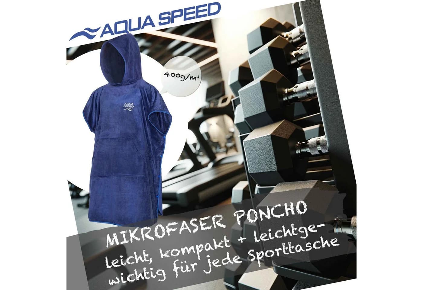 Aqua Speed Kapuzenhandtuch Badeponcho Blau XL 95x240cm