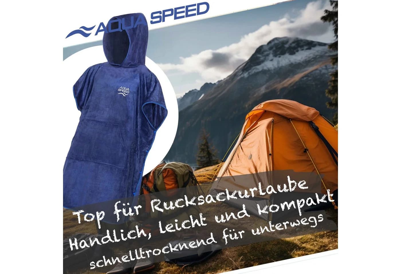 Aqua Speed Kapuzenhandtuch Badeponcho Blau XL 95x240cm - Bild 4