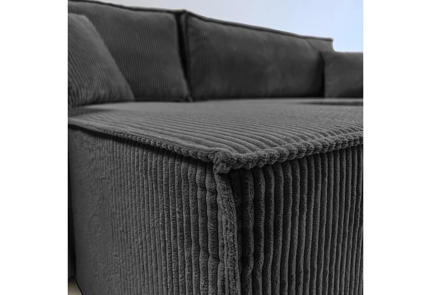 Lookway Ecksofa CARLOS L-Form Dunkelgrau mit Schlaffunktion und Bettkasten - Bild 5