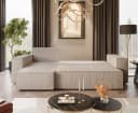 Lookway Ecksofa CARLOS L-Form Cord-Stoff Beige mit Schlaffunktion Bild 1