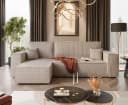 Lookway Ecksofa CARLOS L-Form Cord-Stoff Beige mit Schlaffunktion Bild 2