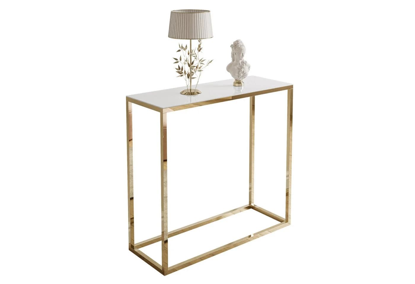 Lookway Konsolentisch Modern Glass Goldfarbenes Gestell 80/100 cm - Bild 2