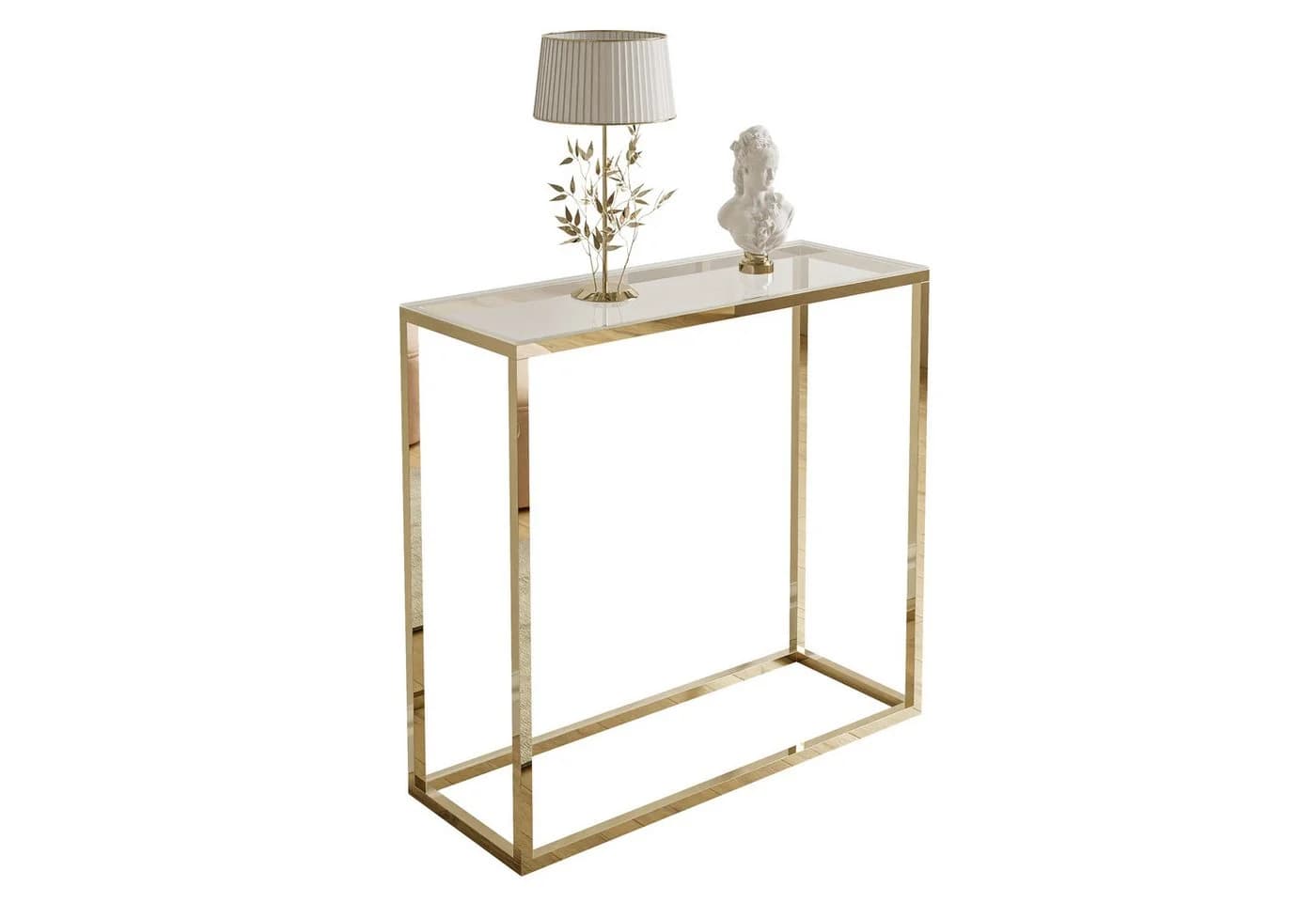 Lookway Konsolentisch Modern Glass Goldfarbenes Metallgestell - Bild 2