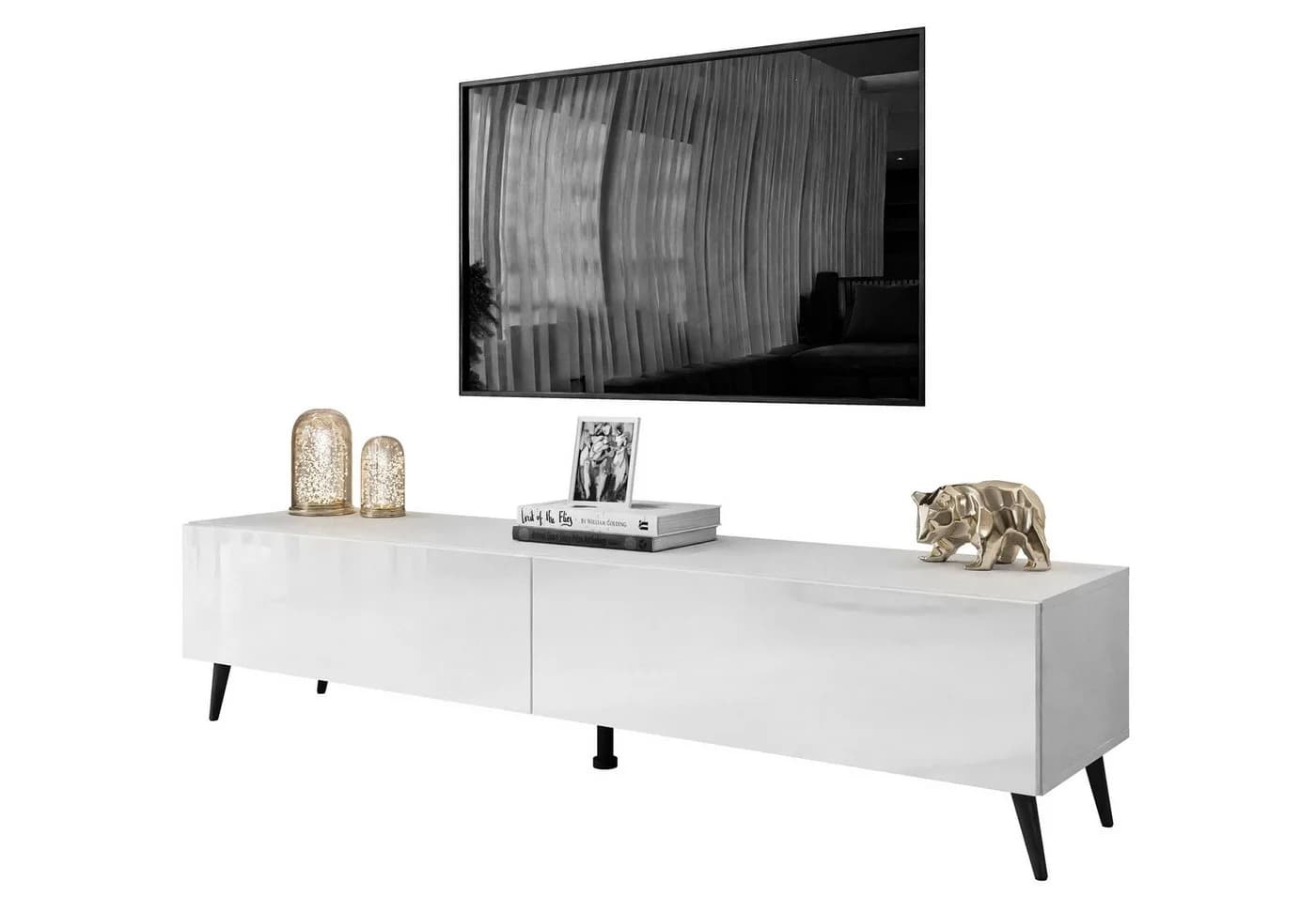 Lookway Lowboard COLETTE TV-Schrank Weiß Hochglanz mit LED - Bild 2
