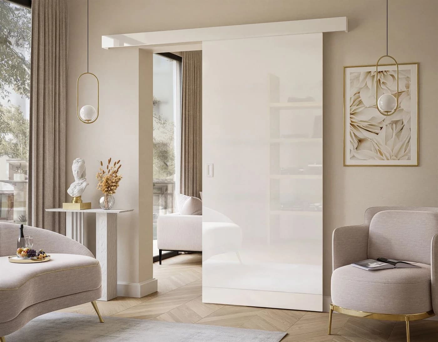 Lookway Schiebetür YORK GLOSSY Weiß Hochglanz