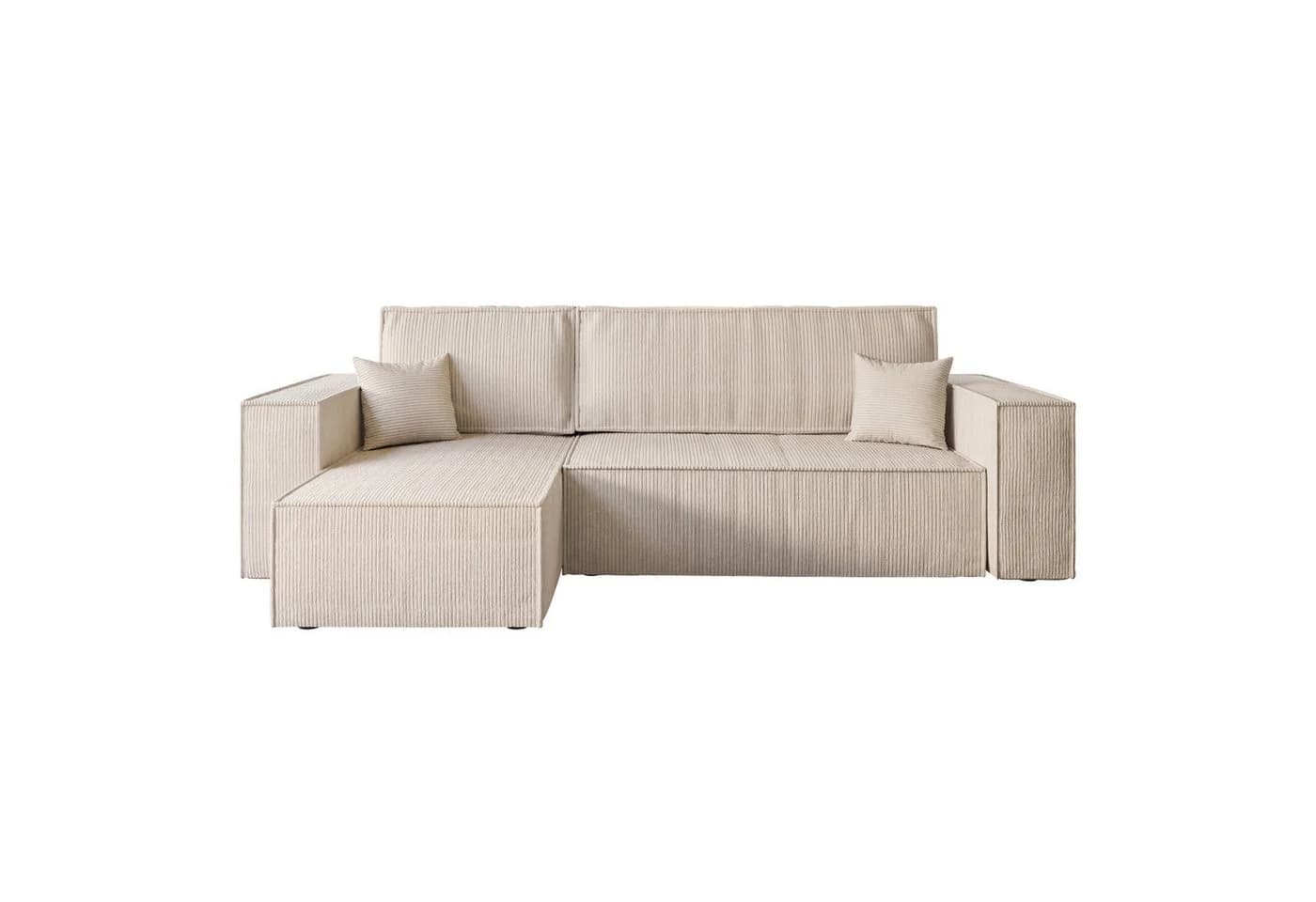 Lookway Ecksofa CARLOS L-Form Beige Cord mit Schlaffunktion - Bild 3