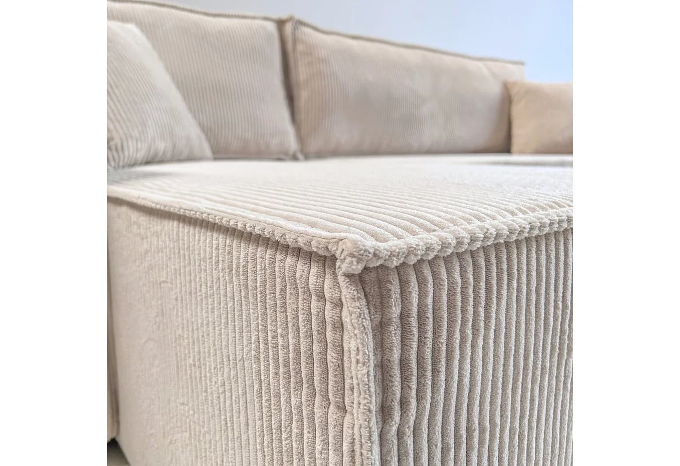 Lookway Ecksofa CARLOS L-Form Beige Cord mit Schlaffunktion - Bild 5