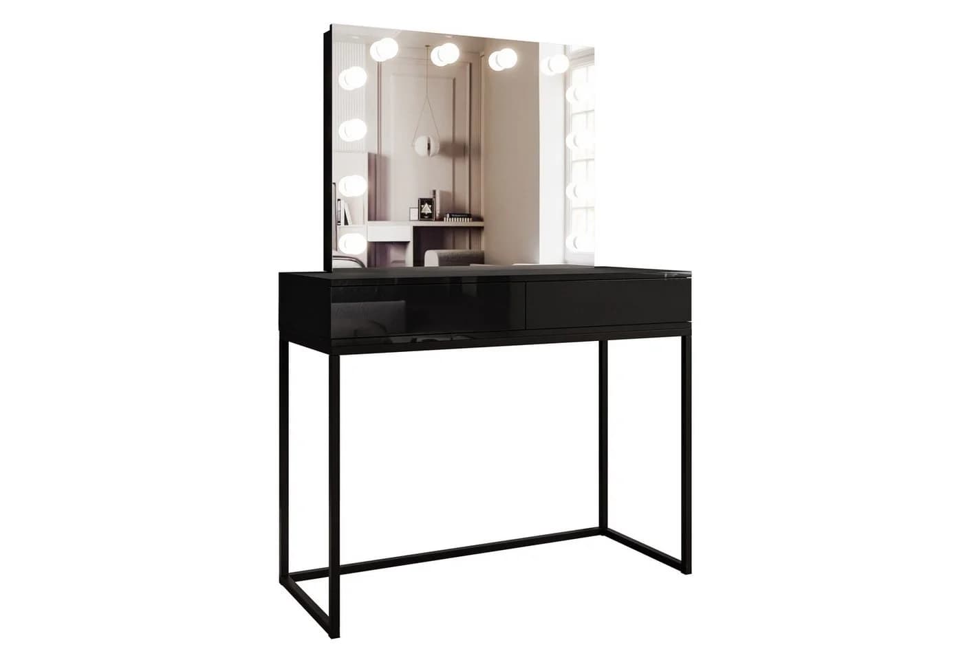 Lookway Schminktisch BLANCO LOFT ELITE mit LED-Spiegel und Schubladen Schwarz - Bild 2
