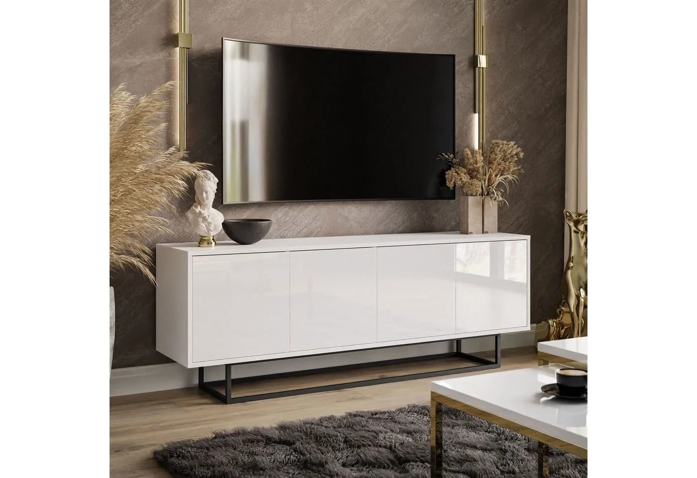 Lookway TV-Schrank SANAYI Weiß Hochglanz Push-to-Open - Bild 3
