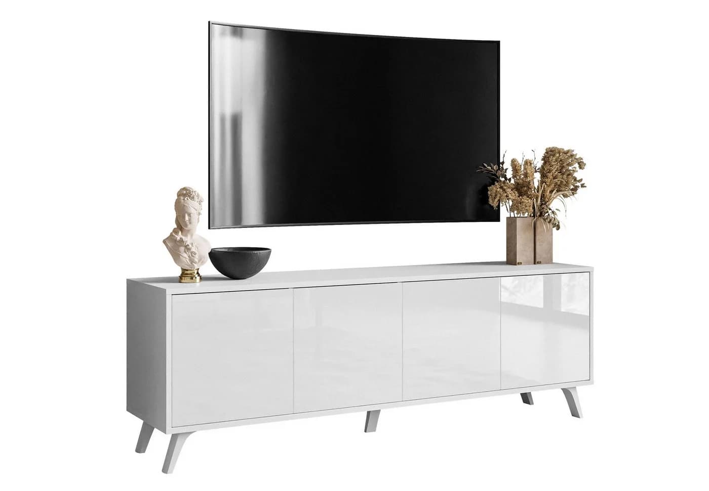 Lookway TV-Schrank SANAYI auf Beinen Weiß Hochglanz - Bild 2