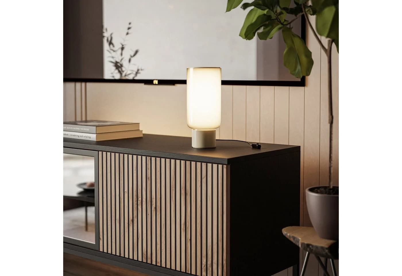 Lookway Lowboard RTV ECLIPSE 154 Schrank Eiche Schwarz mit LED - Bild 5