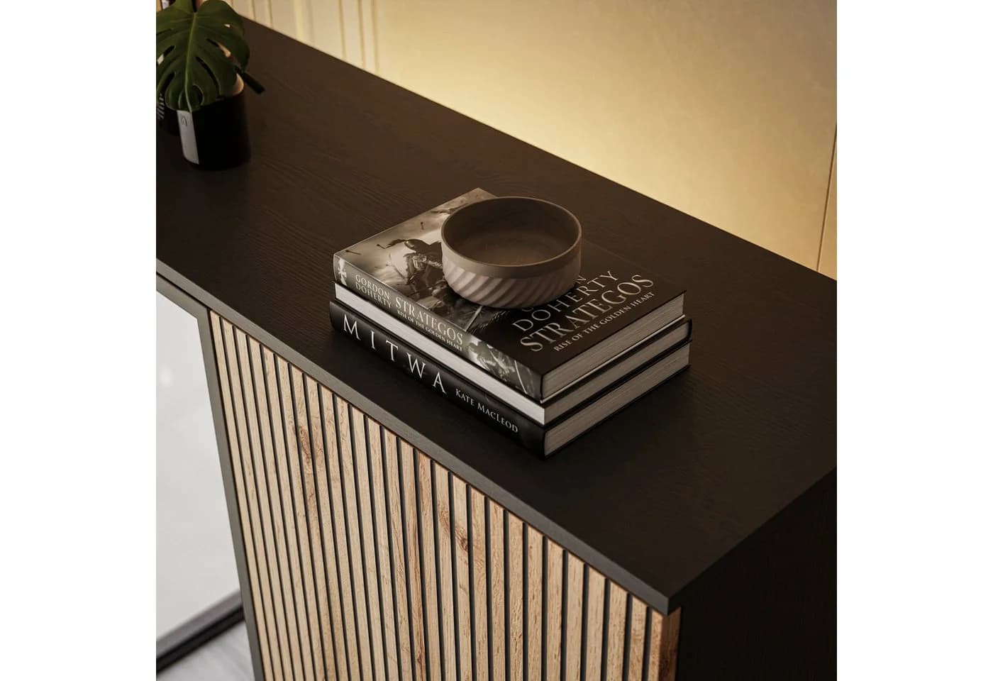 Lookway Hochschrank ECLIPSE Vitrine mit LED-Beleuchtung Eiche Schwarz - Bild 5