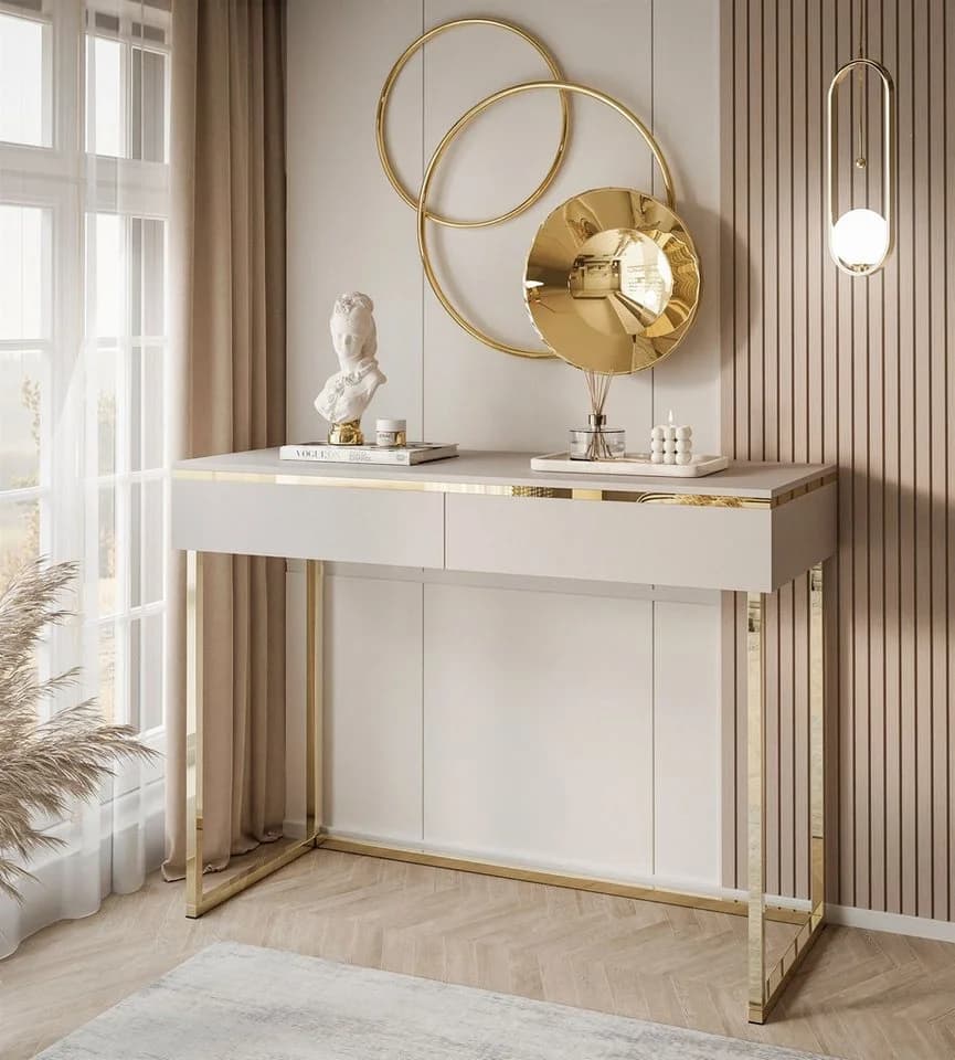 Lookway Schminktisch AURORA GOLD KASCHMIR mit LED-Spiegel