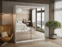 Lookway Kleiderschrank BASTER III Weiß Schiebeschrank mit Spiegel Bild 3