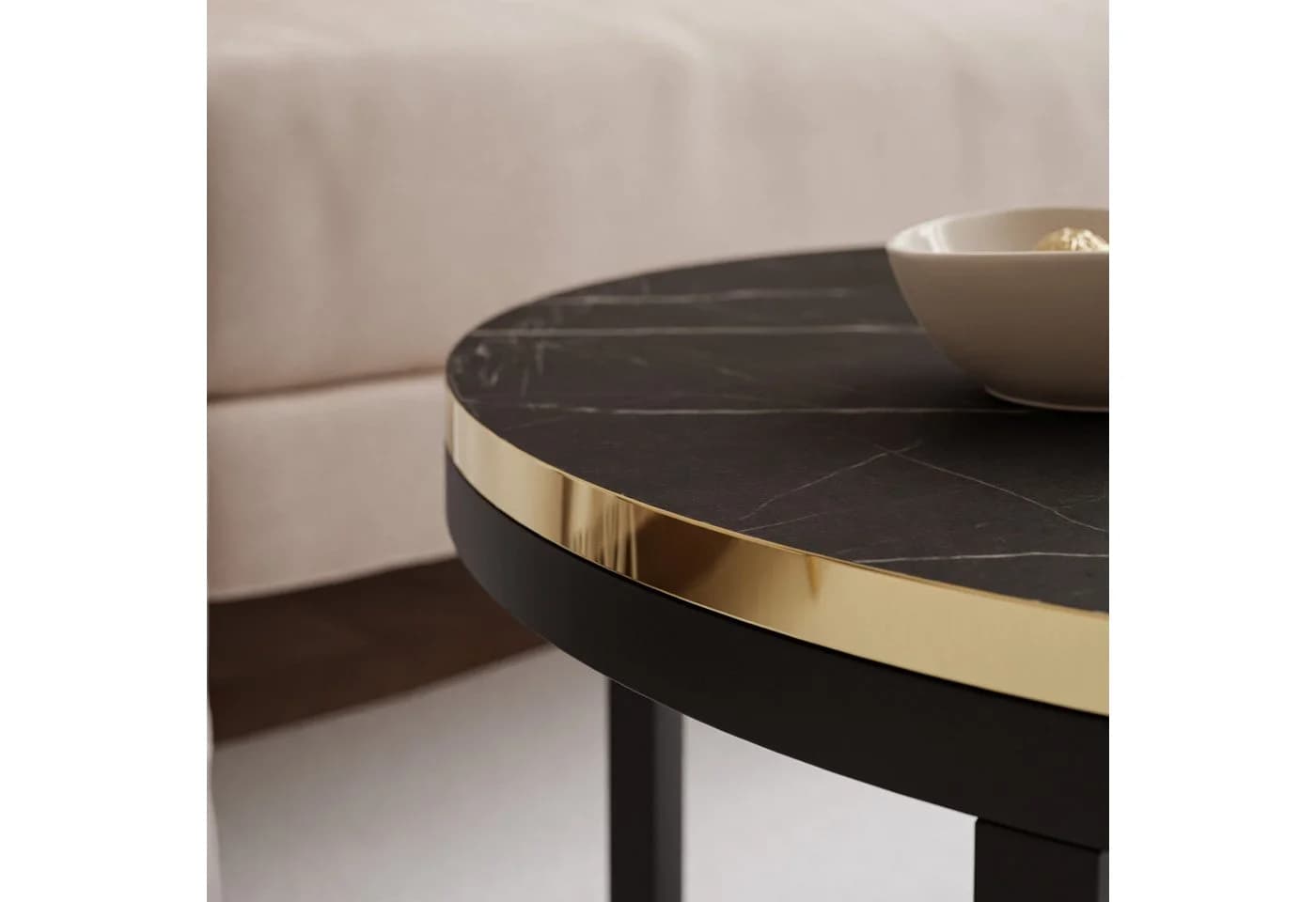 Lookway Couchtisch SOLEIL 2in1 Marmor Schwarz/Gold - Bild 5