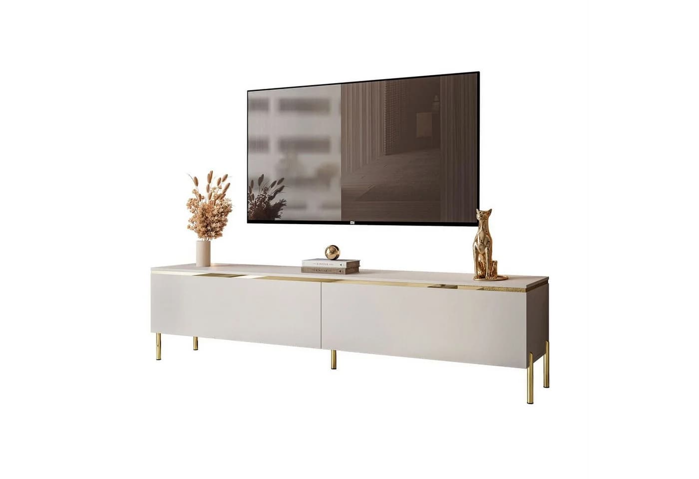 Lookway Lowboard AURORA Kaschmir TV-Schrank mit Goldakzenten - Bild 2