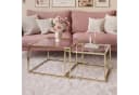 Lookway Couchtisch YOSHI GLASS 2in1 mit goldenem Chromgestell Bild 1