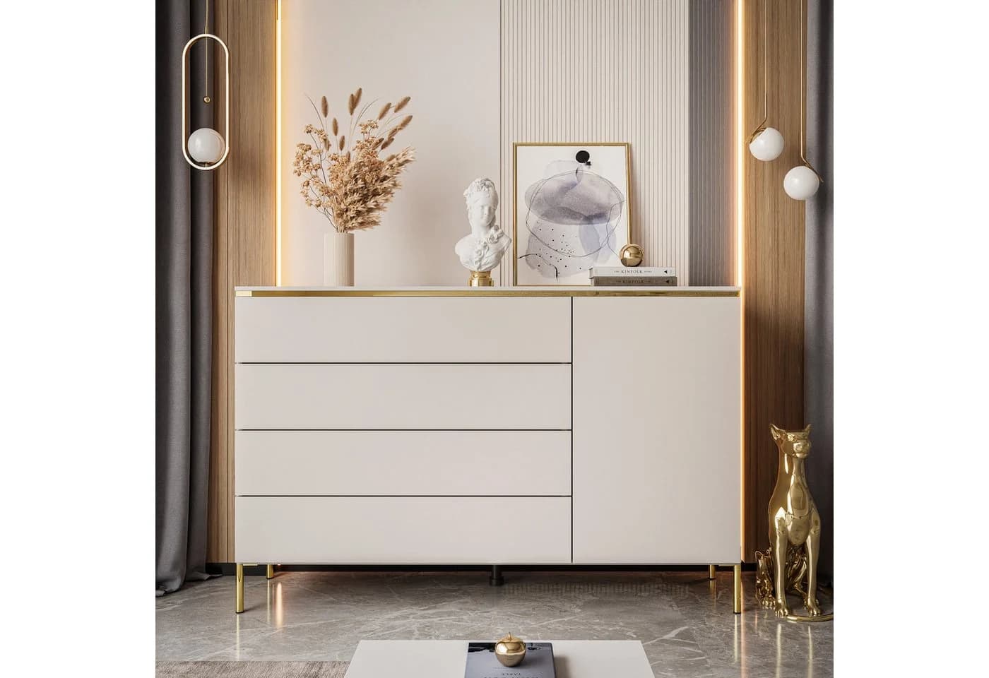Lookway Kommode AURORA 4S1D Anrichte Kaschmir Gold - Bild 3
