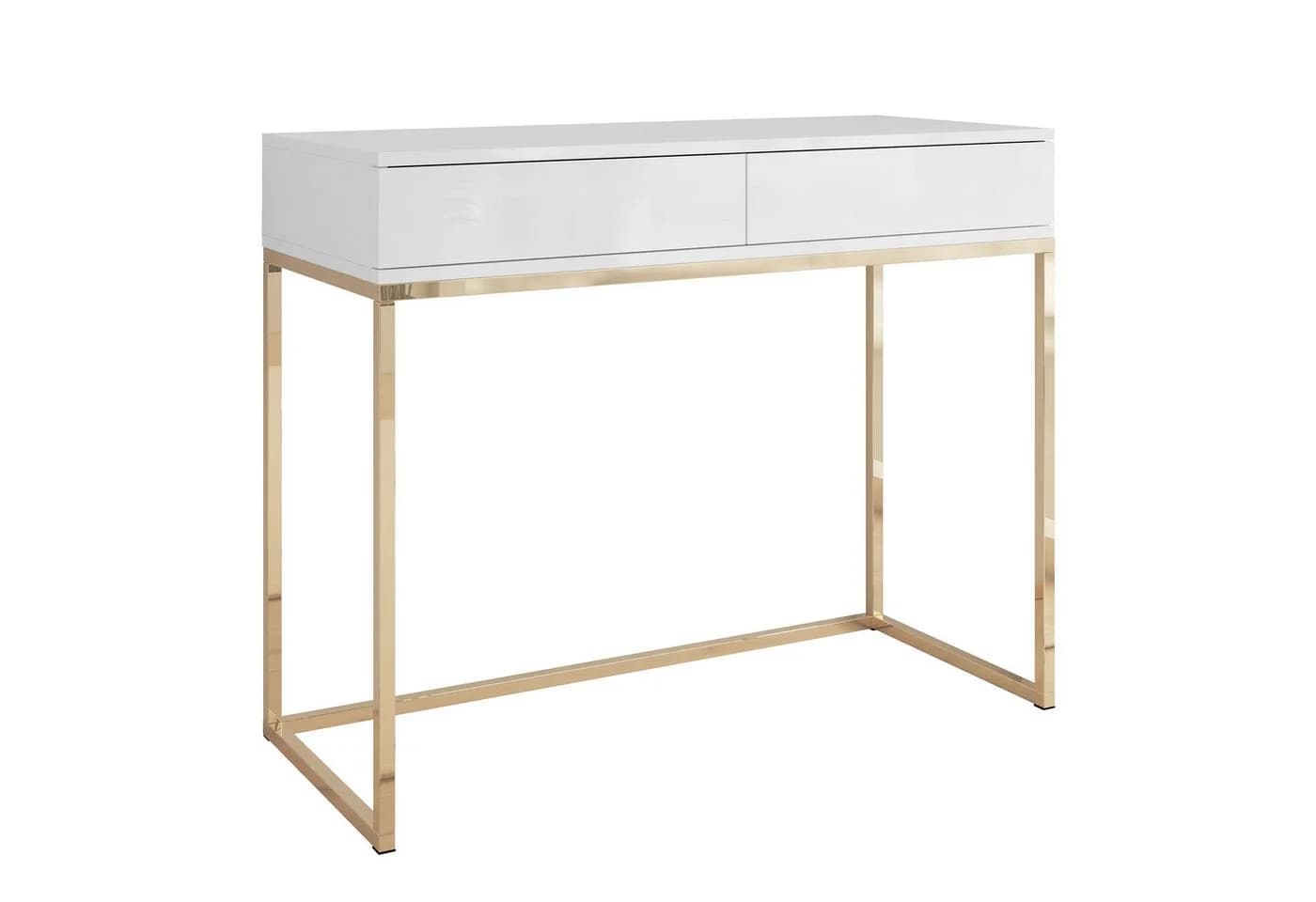 Lookway Konsolentisch BLANCO mit Schubladen, Gold Chrom Gestell - Bild 2