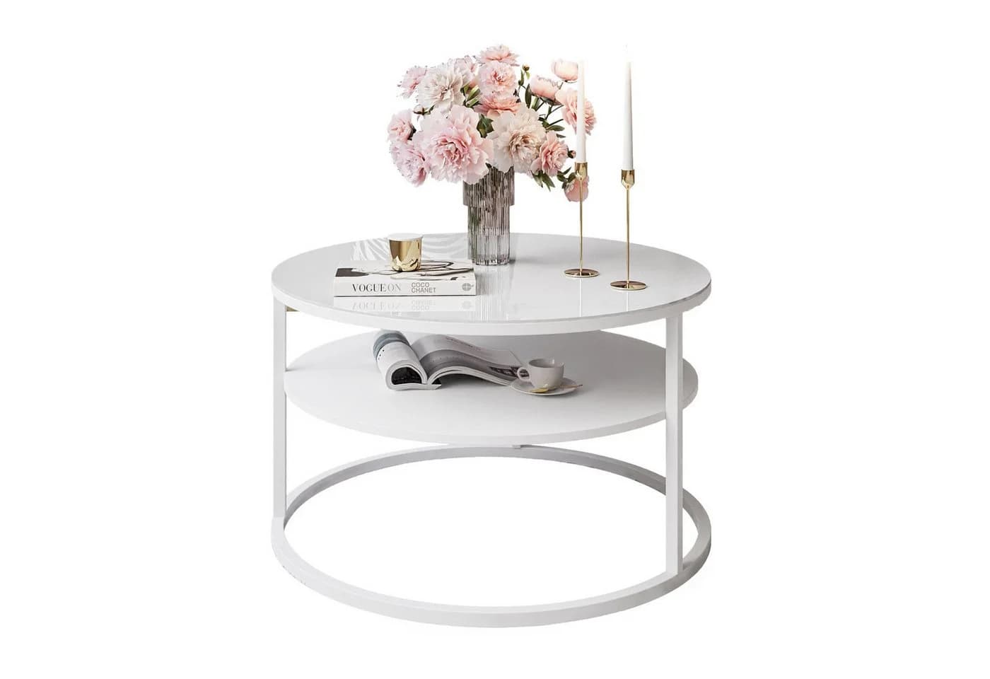 Lookway Couchtisch CIRI GLASS Rund Weiß Glas - Bild 5