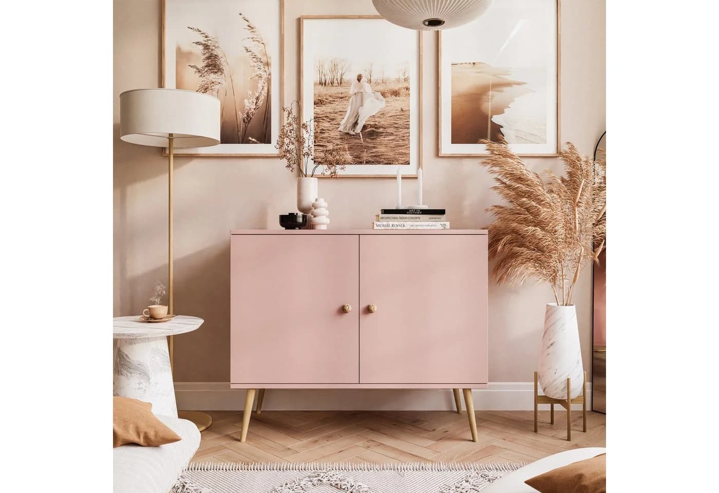 Lookway Kommode Harmony 2D Zweitürige Anrichte Rosa Skandinavisch - Bild 3