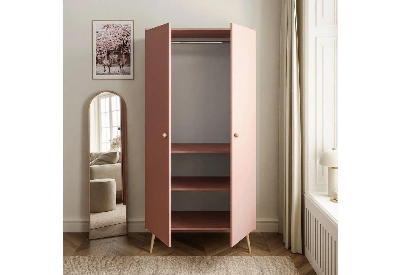 Lookway Kleiderschrank HARMONY Zweitürig Rosa Skandinavisch - Bild 3