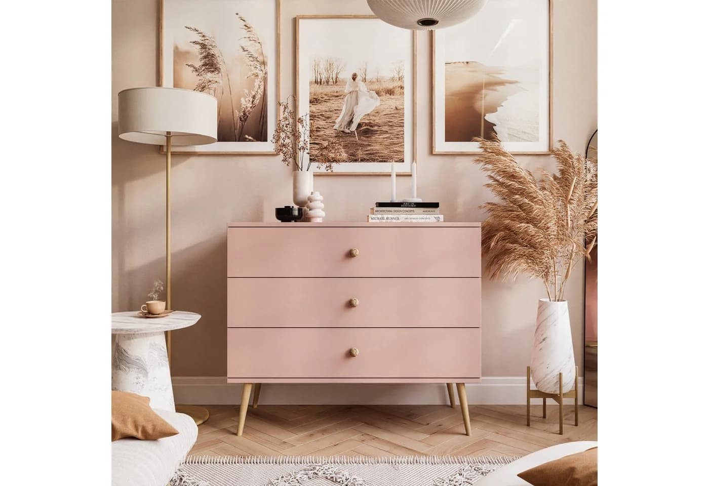 Lookway Highboard HARMONY 3S Kommode Rosa Skandinavisch - Bild 3