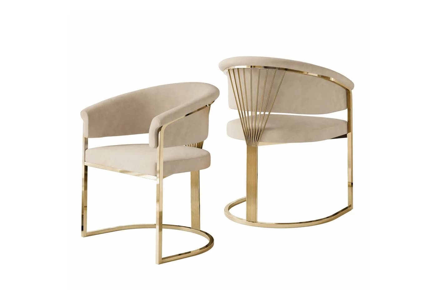 Lookway Polsterstuhl MOUNIR Beige mit goldfarbenem Gestell - Bild 4