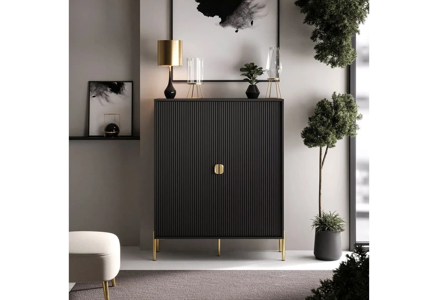 Lookway Kommode DALIA 2D Schwarz mit Riffel-Front - Bild 3