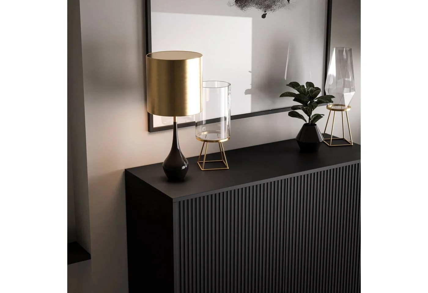 Lookway Kommode DALIA 2D Schwarz mit Riffel-Front - Bild 5