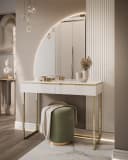 Lookway Schminktisch AURORA-Q GOLD mit Spiegel und LED-Beleuchtung Bild 1