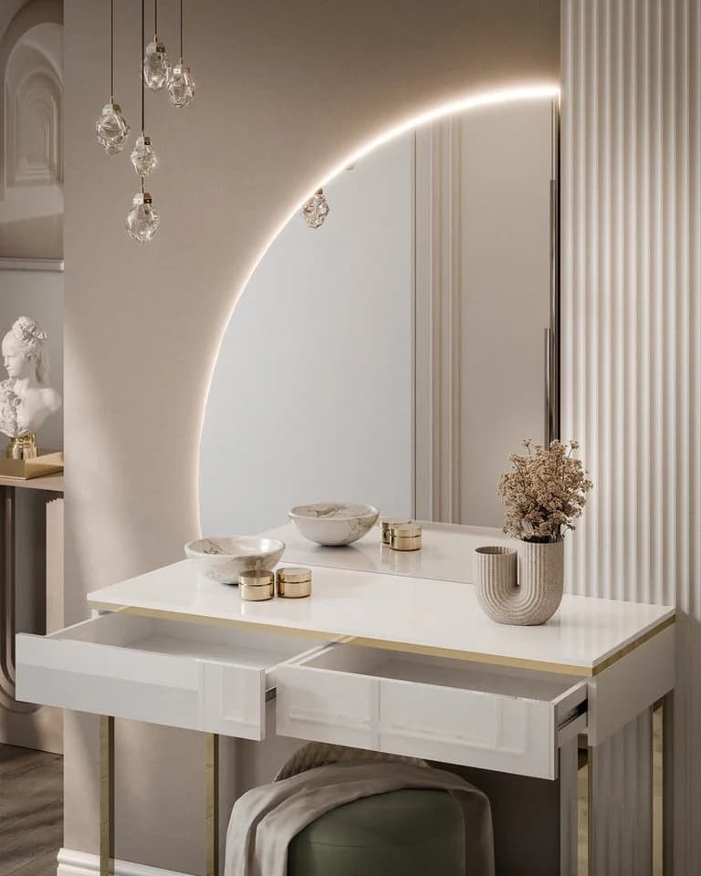 Lookway Schminktisch AURORA-Q GOLD mit Spiegel und LED-Beleuchtung - Bild 3