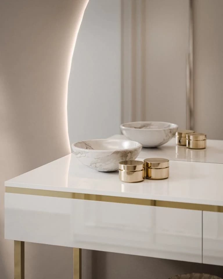 Lookway Schminktisch AURORA-Q GOLD mit Spiegel und LED-Beleuchtung - Bild 4
