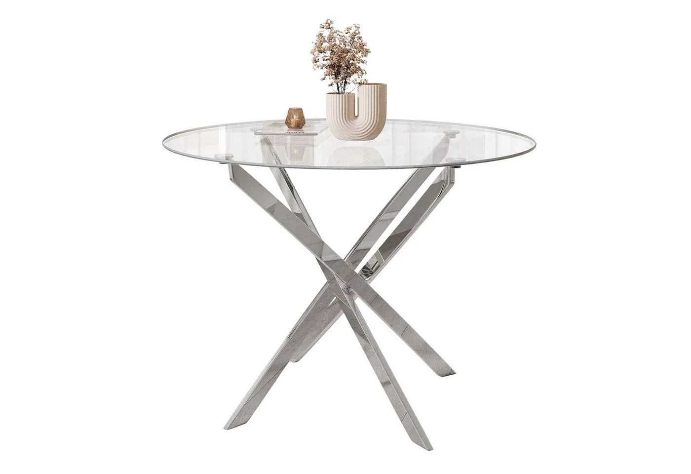 Lookway Esstisch CRISTAL 100 cm Runder Esstisch mit Glasplatte - Bild 2
