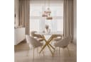 Lookway Esstisch CRISTAL II Weiß Marmor Glas 100 cm Bild 1