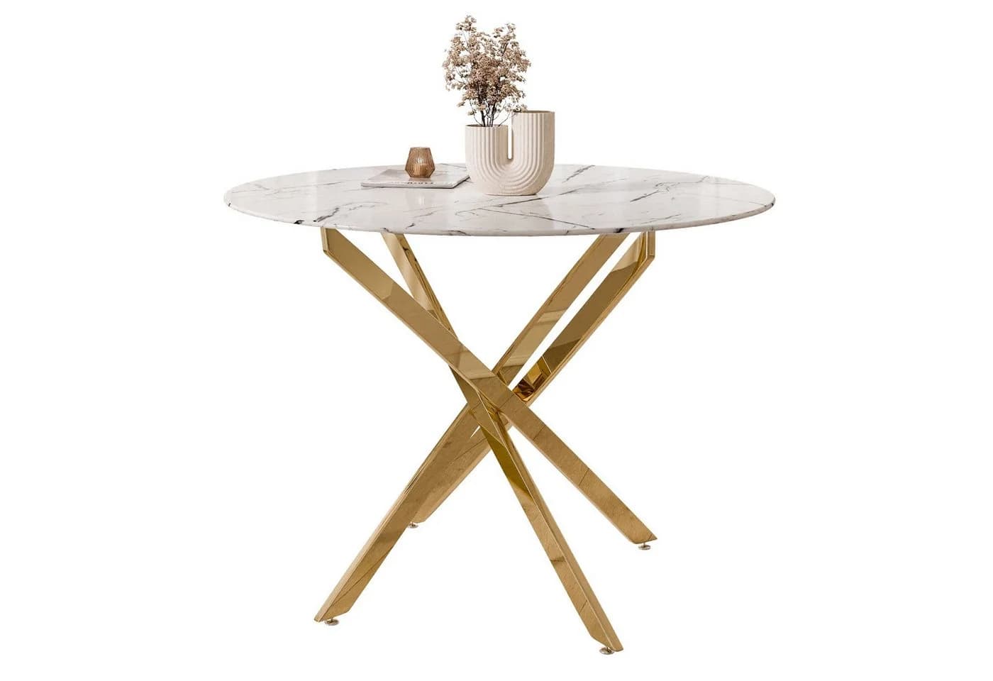 Lookway Esstisch CRISTAL II Weiß Marmor Glas 100 cm - Bild 2