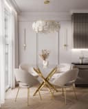 Lookway Esstisch BEIRA Runde Glasplatte 90 cm Gold Chrom Bild 1