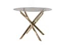 Lookway Esstisch BEIRA Runde Glasplatte 90 cm Gold Chrom Bild 2