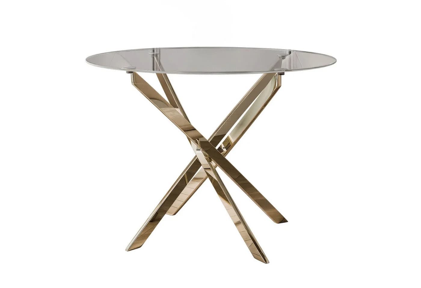 Lookway Esstisch BEIRA Runde Glasplatte 90 cm Gold Chrom - Bild 2