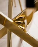 Lookway Esstisch BEIRA Runde Glasplatte 90 cm Gold Chrom Bild 5